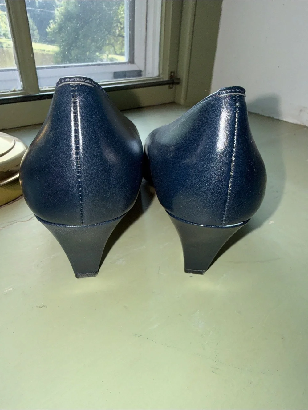 Etienne Aigner classic Navy Leather Pointed Toe Shoes - Women